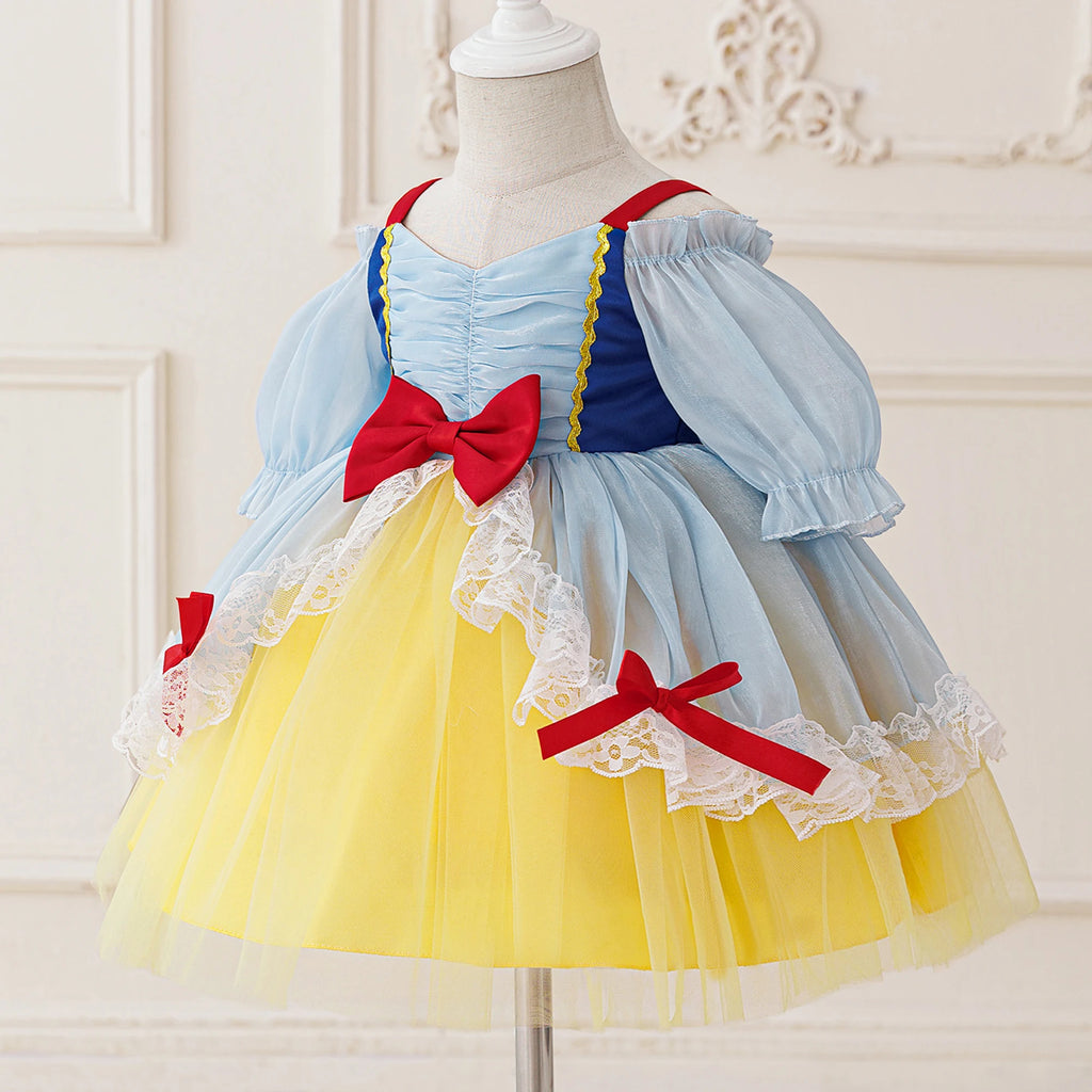 Baby Snow White Princess Girls Dress Carnival Halloween Christmas Costume Bow Birthday Party Prom Girl Dress Wedding Kids Clothe