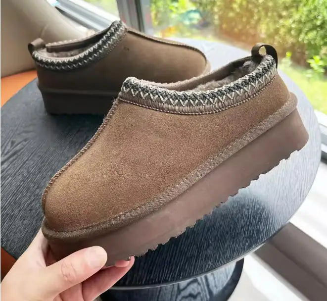 2026 New Classic Ultra Mini Platform Boots Leather Suede Wool Comfort Winter Womens Fur Slippers Size 35-43