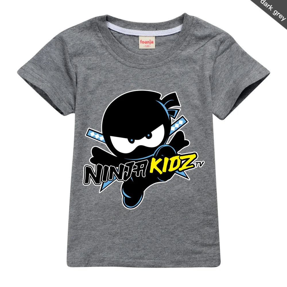 NINJA KIDZ Kids Clothes Summer Boys Fashion Short Sleeve T-Shirt Boys Graphic Tee Baby Girls Tops Children Pullover Hot Selling