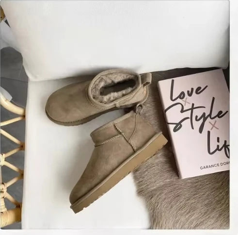 2026 New Classic Ultra Mini Platform Boots Leather Suede Wool Comfort Winter Womens Fur Slippers Size 35-43