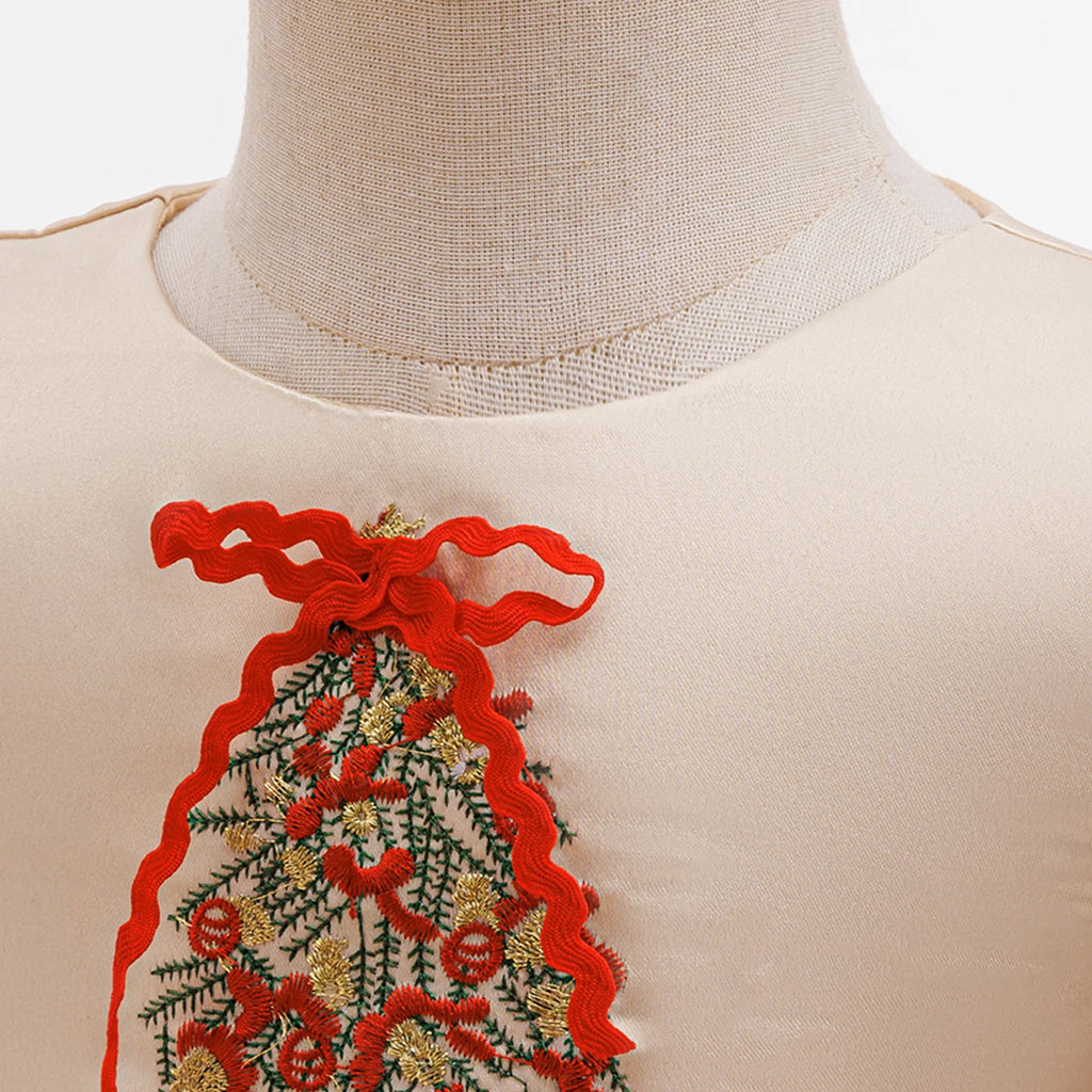 Infants Christmas Tree Party Baby Girls Dress Christmas Costume Elegant Bow 1st Birthday Princess Dresses Baby Wedding Prom Gown