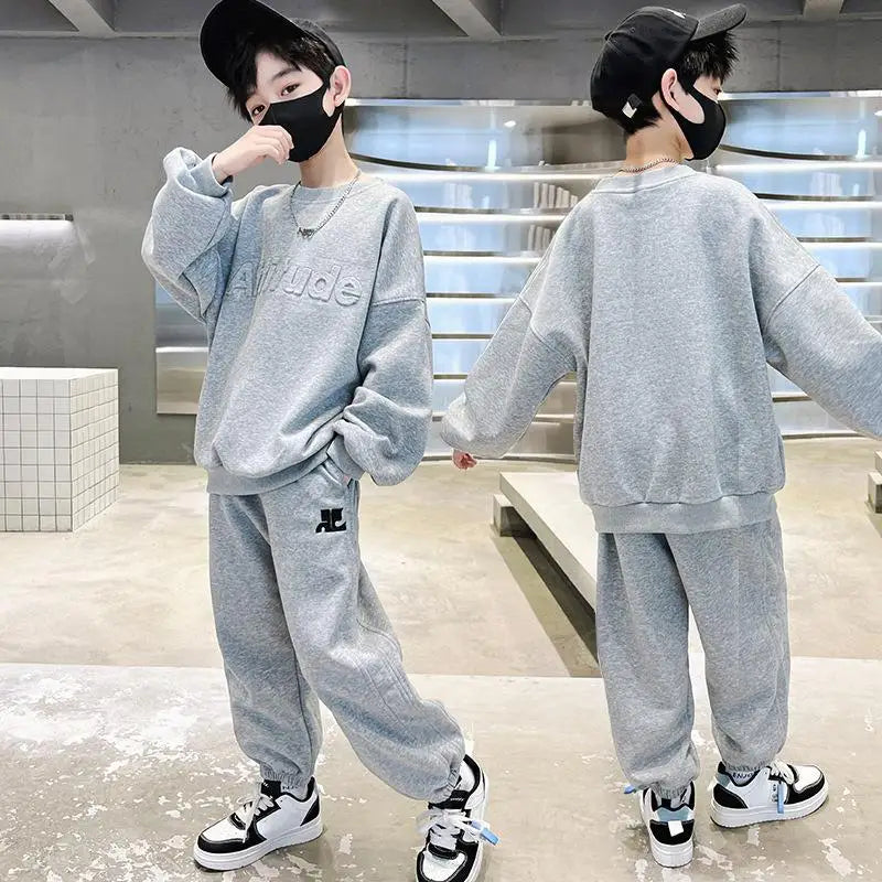 Teenager Clothing Sets Boys Sports Autumn Suit New Children's Spring Letter Tracksuit Kids Casual Sweatshirts+Pants 2Pcs Outfits