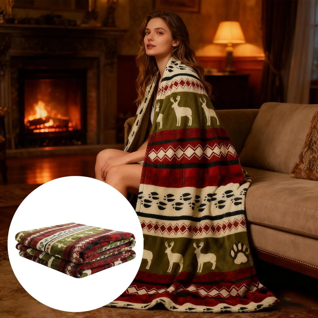 Christmas Blanket Soft Fleece Warm Home Decor Winter Flannel Blanket Christmas Decorations for Women Wife Sofa Bed Living Room