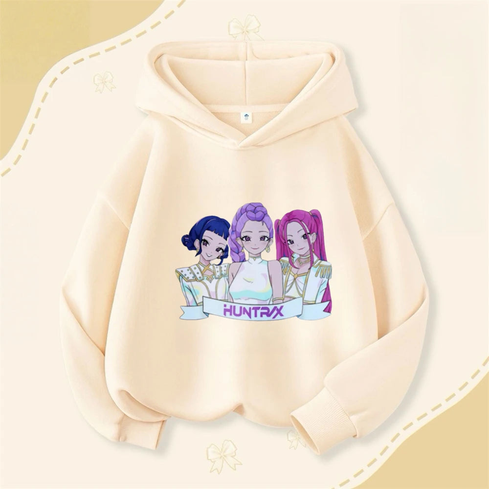 Cartoon Hooded Tops For Girls Child New Fashion Casual Clothing Lovely Simple Hoodies Long Sleeve Popular Spring Autumn Wear