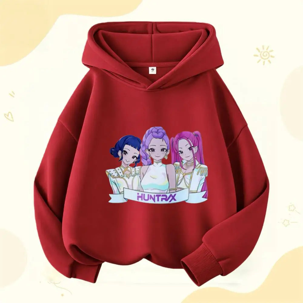 Cartoon Hooded Tops For Girls Child New Fashion Casual Clothing Lovely Simple Hoodies Long Sleeve Popular Spring Autumn Wear