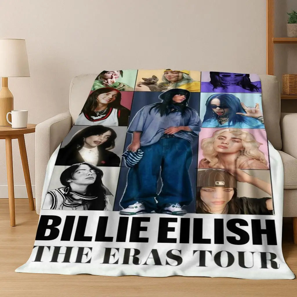 Fashion Billie Eilish Hit Me Hard and Soft Singer Flannel Blanket Soft Throw Blanket for Bed Bedroom Living Room Travel Gift Kid