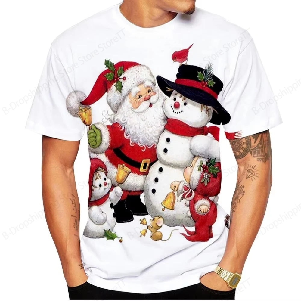 T-Shirts for Christmas 3D Santa Claus Print T Shirt for Men Casual Short Sleeve Tee Shirts Fashion O-Neck Top Oversized T-Shirt