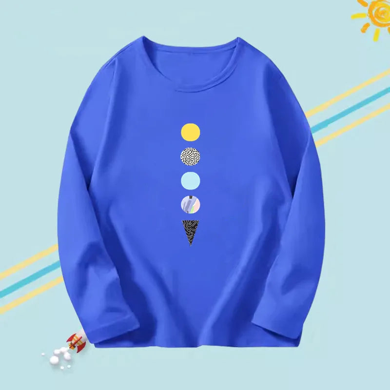 3-14years Boys Funny Astronaut Rope print T-shirt Kids Tops Teens o-neck Long Sleeve Spring Autumn Cool Fashion Clothes