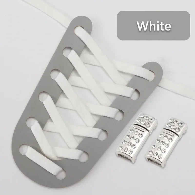 Magnetic Shoe Laces Without Ties Elastic Shoelaces For Sneakers  Diamond Metal Lock Convenient Lazy Shoes Lace Unisex 1Pair