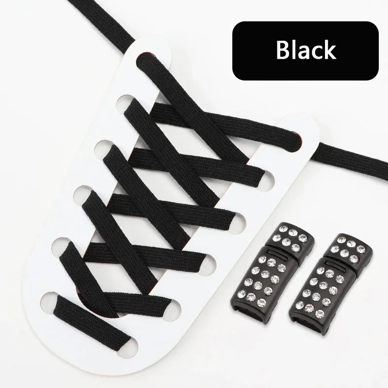 Magnetic Shoe Laces Without Ties Elastic Shoelaces For Sneakers  Diamond Metal Lock Convenient Lazy Shoes Lace Unisex 1Pair