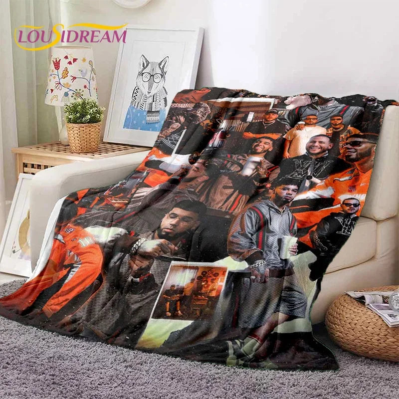 Free Anuel AA Rapper Hip Hop Singer Soft Flannel Blanket for Beds Bedroom Sofa Picnic,Throw Blanket for Outdoor Leisure Nap Gift