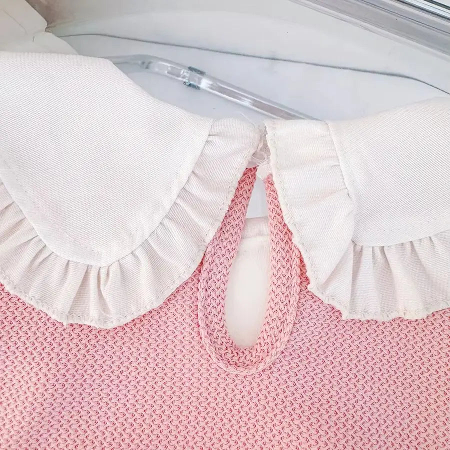 Baby Girl Dress Spring and Autumn Baby Korean Style Cute Long Sleeve Dress Casaul Round Neck Sweet Pink Dress