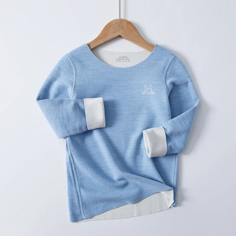 Children's T-shirt Winter Fleece Warm Long Sleeve Underwear for Boys Soft Cozy Home Girls Tops 13 14 15 Years Teens Kids Clothes