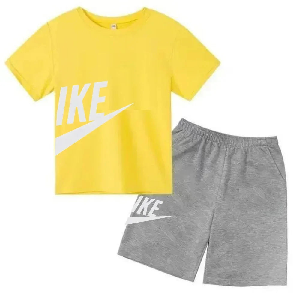 Children's Clothing Kids & Teen T-Shirt Set Summer Top + Shorts 2 Piece Set Short Sleeve Casual Fashion Boys Girls Kids Set