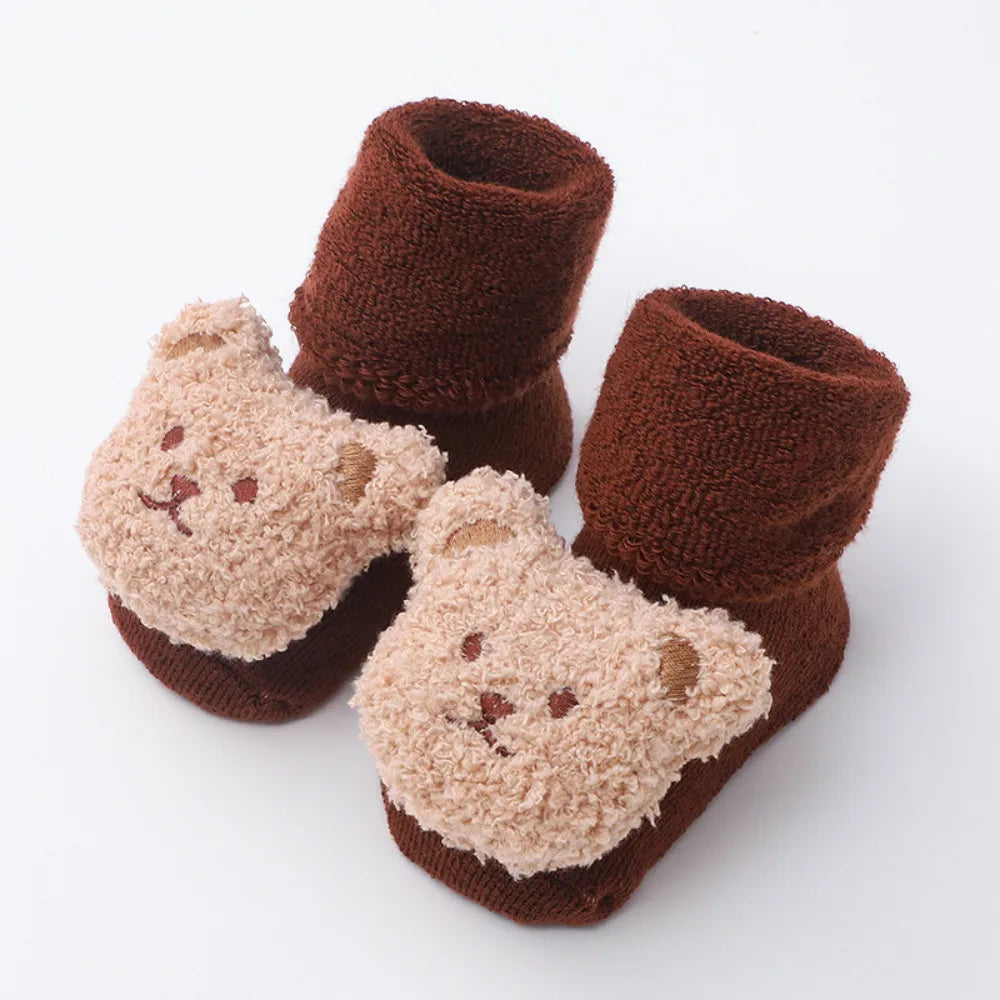 Cute Bear Baby Socks for Boys Girls Winter Soft Cotton Thicken Warm Socks Anti Slip Babies Accessories for Newborn Toddler Socks