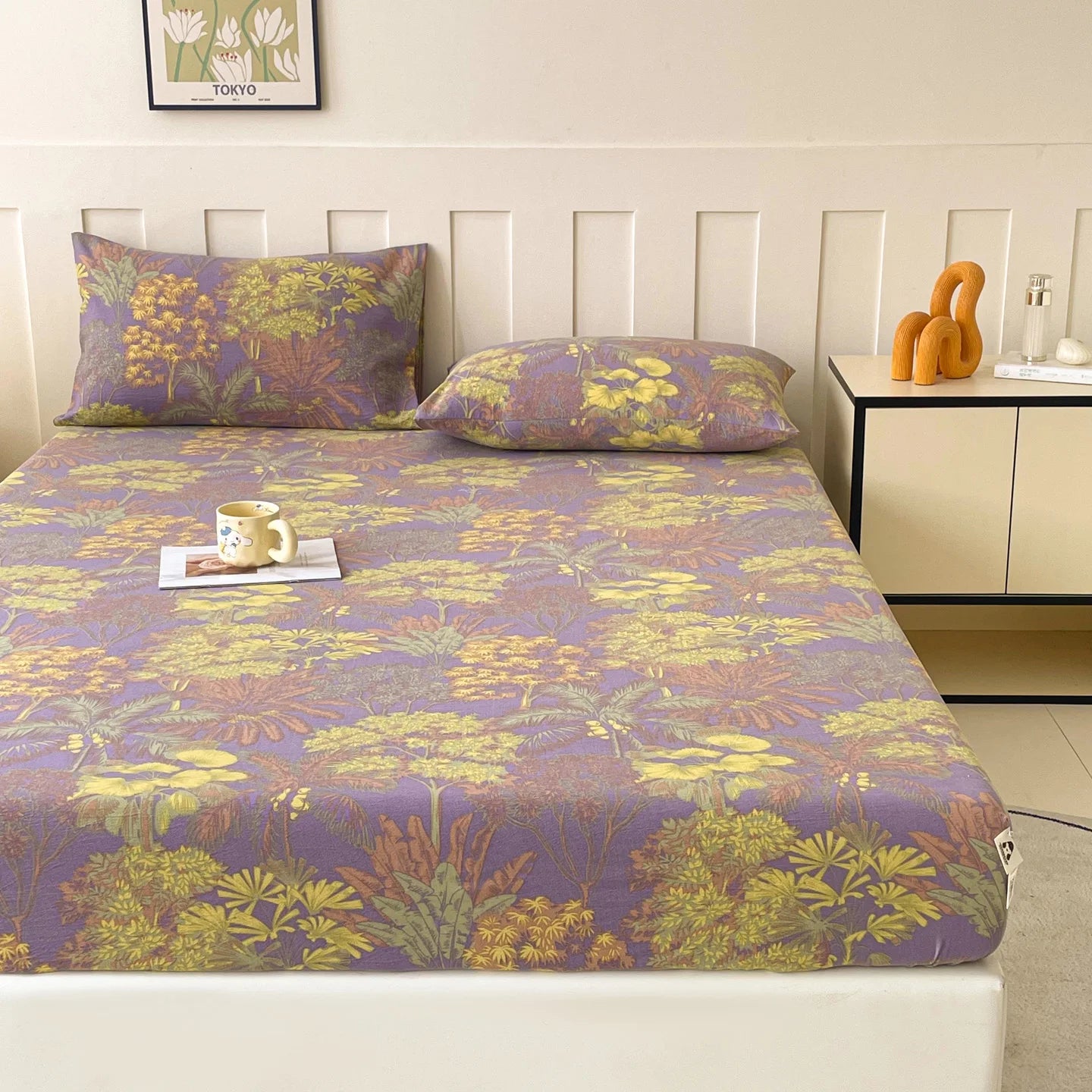 Soft Bedsheets Floral Style Bed Cover Elastic Bed Linen for Home Non-slip Fitted Sheet постельное белье (Pillowcase Need Order)