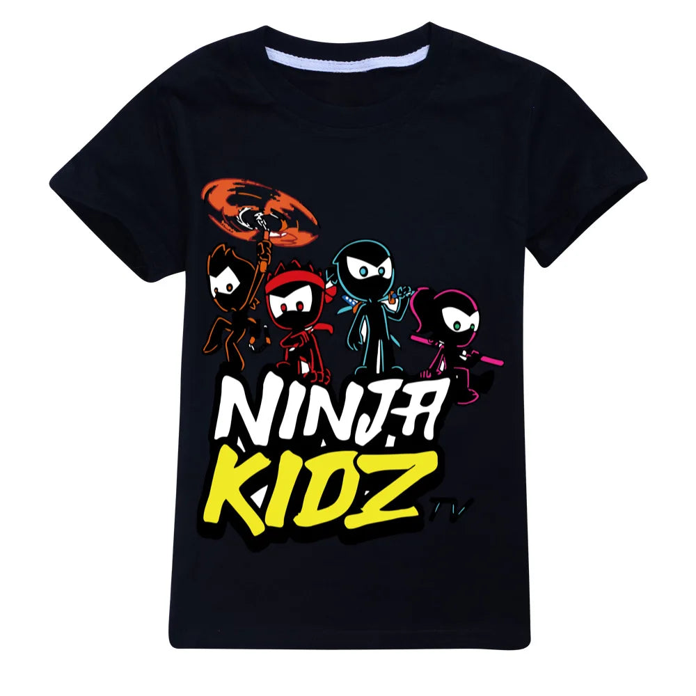 NINJA KIDZ Kids Clothes Summer Boys Fashion Short Sleeve T-Shirt Boys Graphic Tee Baby Girls Tops Children Pullover Hot Selling