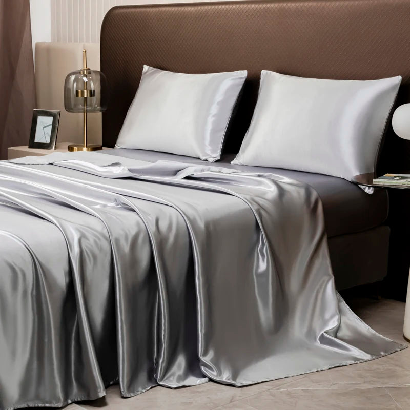 Pure Color Satin Feel Flat Bed Sheet Soft Skin-friendly High-end 4 Seasons Universal 230x230cm Sheet Bed Cover No Pillowcases