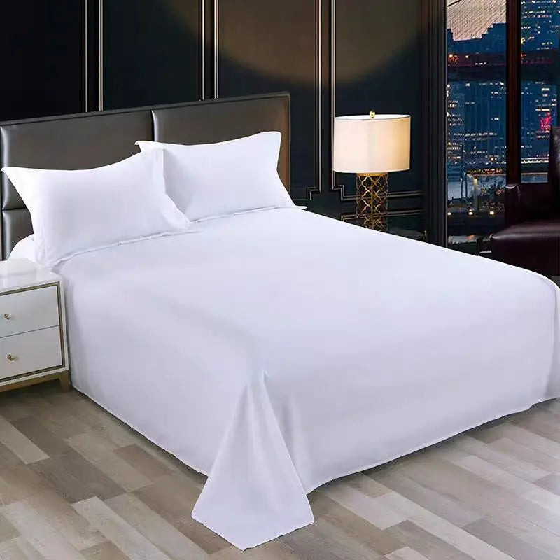 One Single Bed Sheet (Excluding Pillowcases and Pillow Inserts) Made of Washed Material, Pure White, Suitable for Hotels, Guesthouses, and Home Use for Single or Double Beds