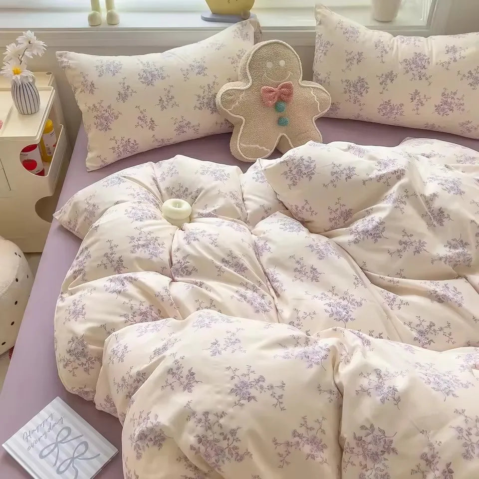 Bedding Set Simple Style Duvet Cover Pillowcase with Bedsheet Home Bedclothes Boys Girls Room Bed Sheet Sets 이불세트