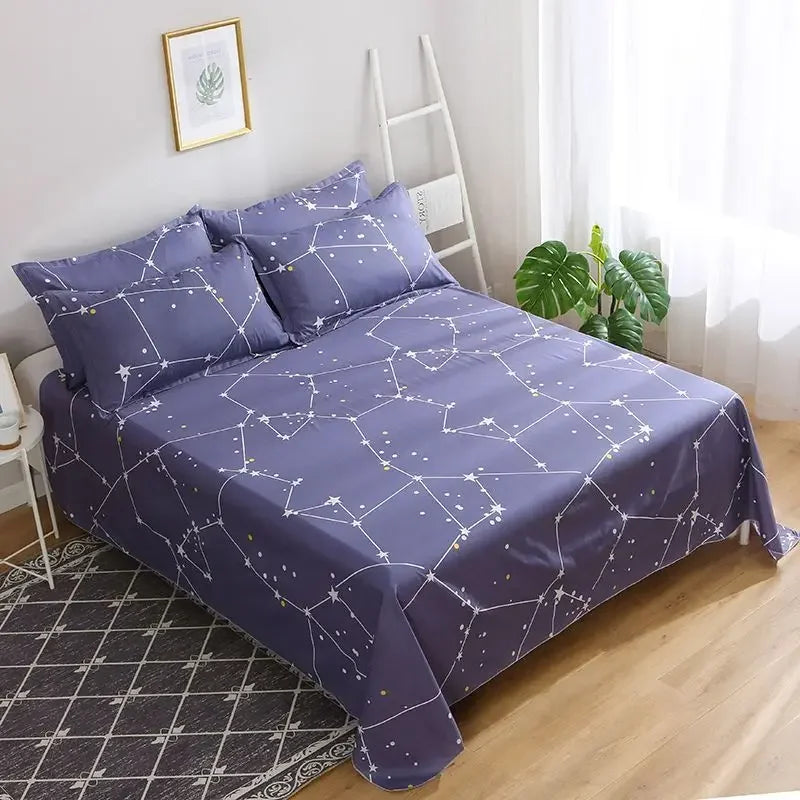 ‌Bohemian Bed Sheet Set - 400TC Mediterranean-Style Cotton with Fade-Resistant Dye for Dorm Essentials