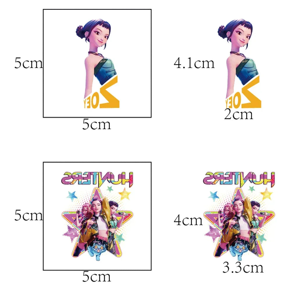 20-40pcs New Kpop Demon Hunters Tattoo Stickers HUNTRX Temporary Tattoo  Arm Decals Stickers For Kids Party Gifts