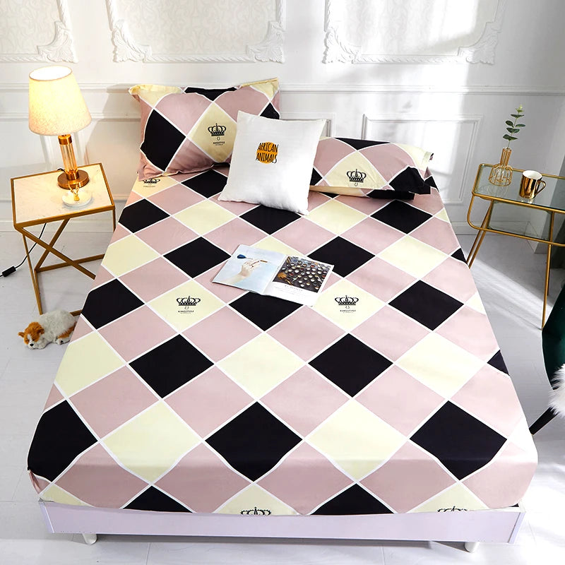 1 piece of bed sheet for bedroom 100%Polyeste Elastic Band Around bedding Fitted Sheet Only (excluding pillowcases)