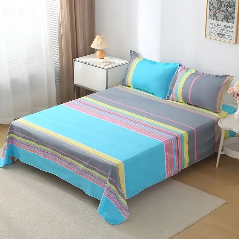 ‌Bohemian Bed Sheet Set - 400TC Mediterranean-Style Cotton with Fade-Resistant Dye for Dorm Essentials