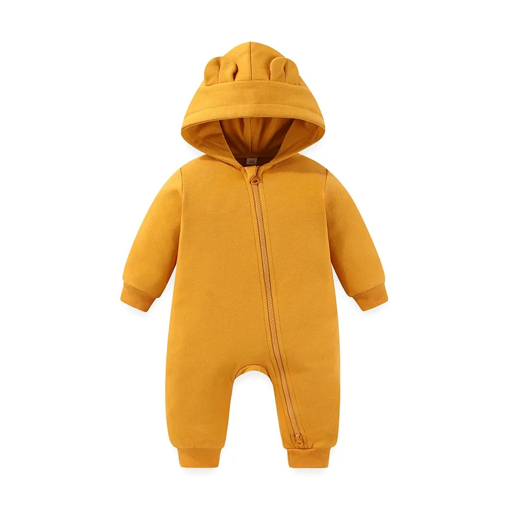 Winter Baby  Baby Unisex Long Sleeves Rompers Cartoon Cute Newborn Boy Girl Hooded Jumpsuits 0-18 Months Infant Zipper Clothes