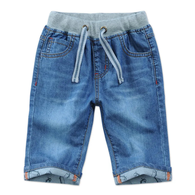 Boys Jean Shorts 2024 Summer Brand Design Printing Embroidery Lattice Kids Denim Shorts For Teen Boys 2-14Years Wear DWQ101
