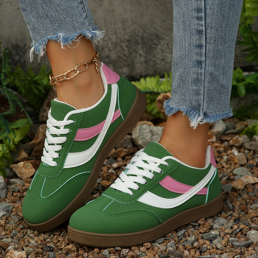 Women's 2025 Fashion Casual Sneakers Comfortable Lace Up Flat Shoes Tennis Shoes Zapatillas De Muje 35-43