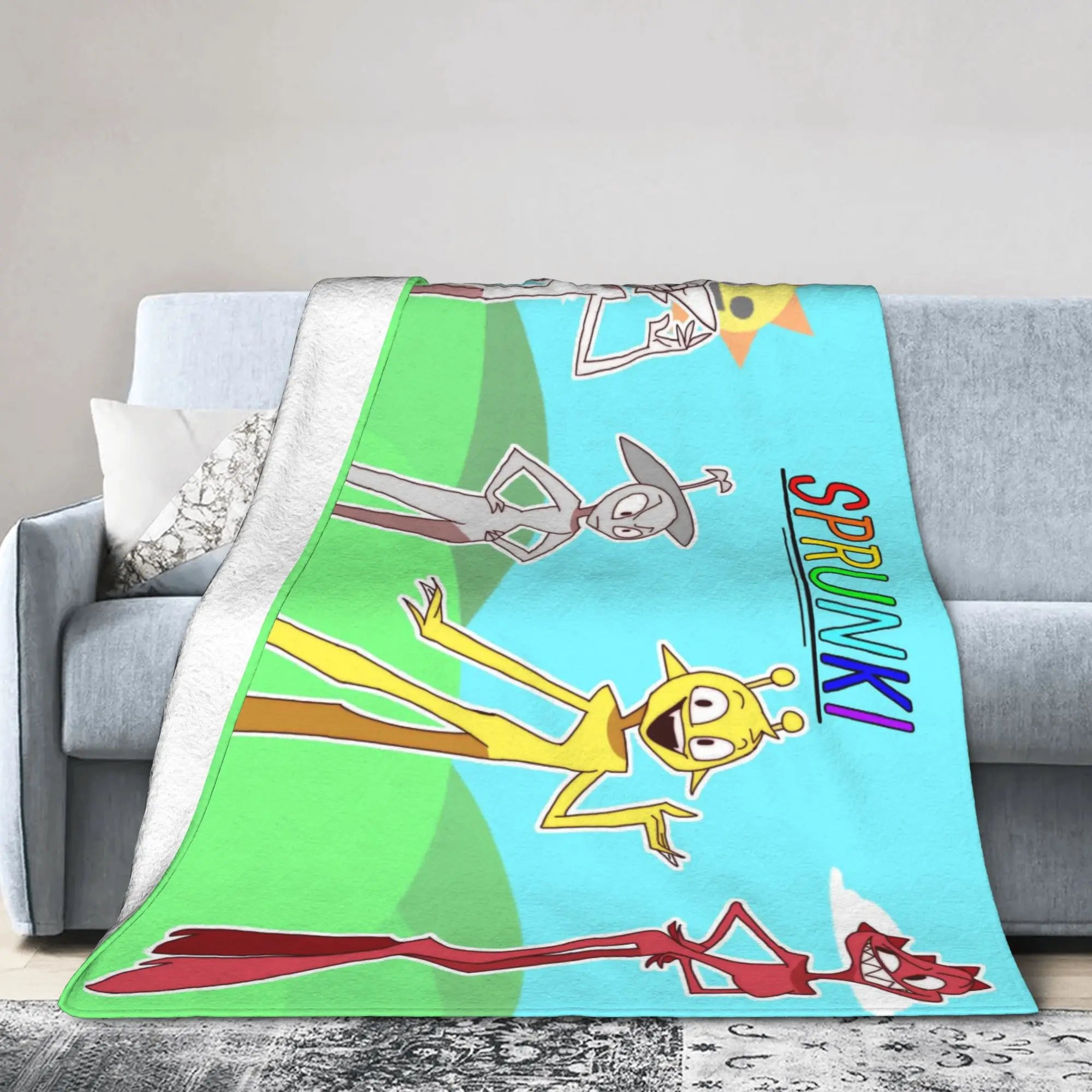 Warm Soft BlanketsChildren Travel Sprunki Gray & Wenda Throw Blanket  Flannel Bedspread For Bedroom Novelty Sofa Bed Cover