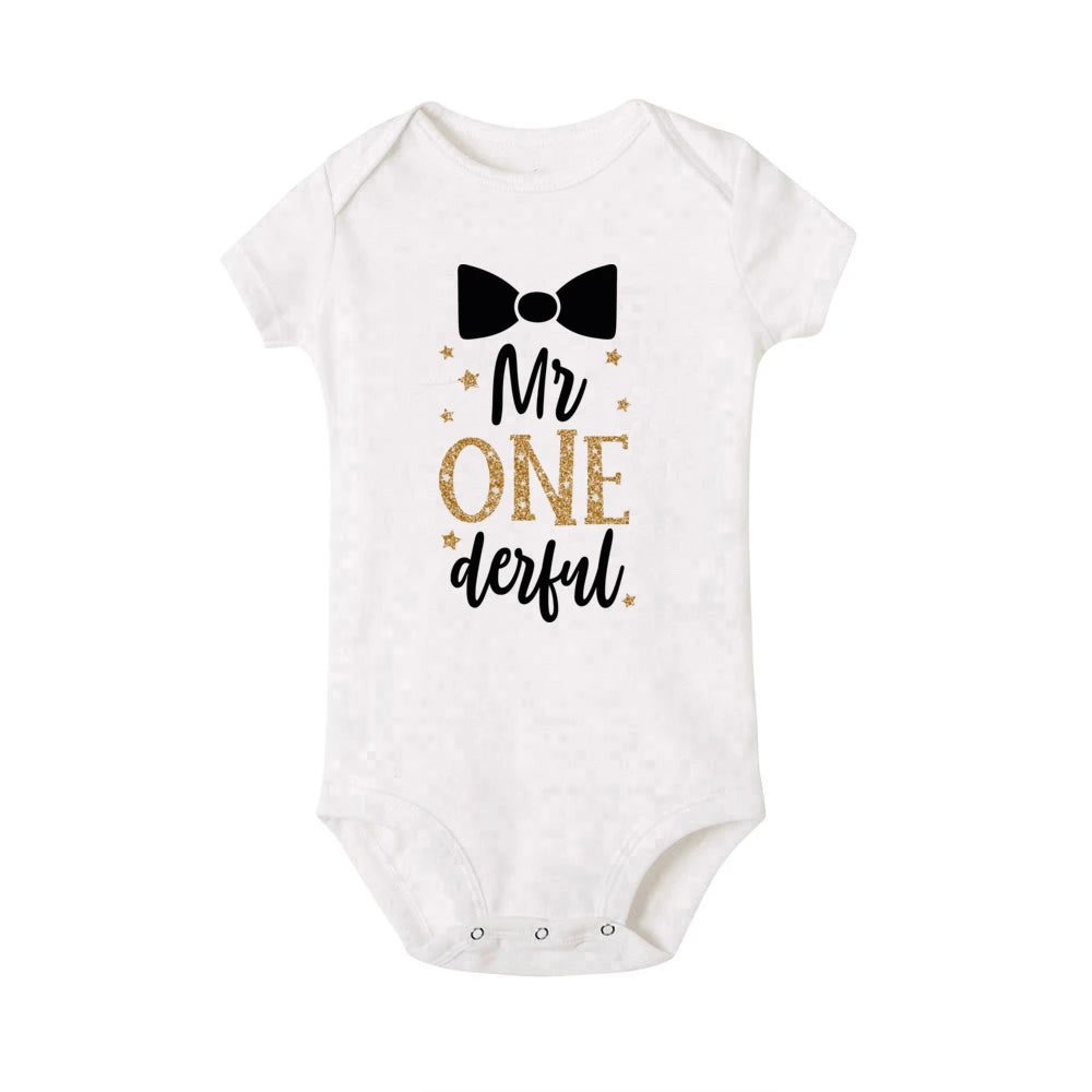 My 1st Birthday Newborn Summer Romper Infant Body Toddler Short Princess Sleeve Jumpsuit Baby Girl Birthday Party Outfit Clothes