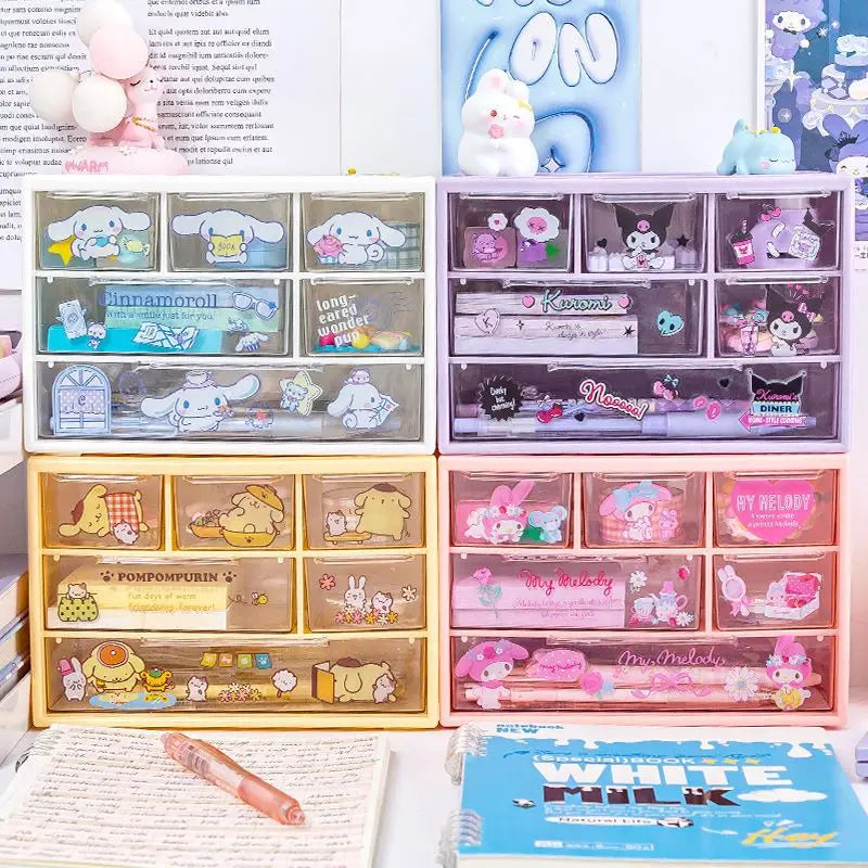 Sanrio Kuromi Cinnamoroll Kuromi sweet and cute student desktop girl storage box compartment drawer storage box peripheral gifts