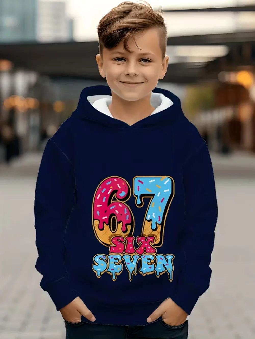 Fun Six Seven 6 7 Meme Design Hoodie for Kids Chaotic Humor Y2k Game Saying Tee Novelty Gift Boys Top Fashion Children's Clothes