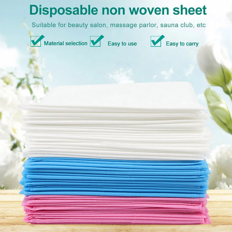 Non woven disposable massage bed sheets, suitable for beauty salons, spa centers, hotel travel, 10 sheets of 80x180cm bedding