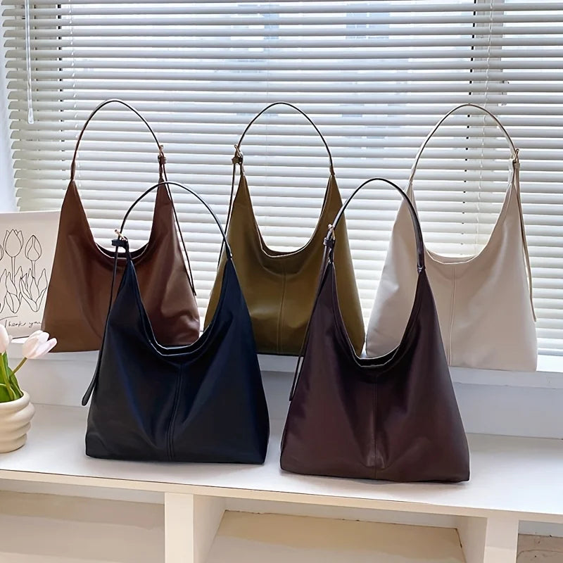 Fashion Leather Women's Hand-held Shoulder Bags, Large Capacity Simple and Versatile Tote Bag, Suitable for Commuting Banquets