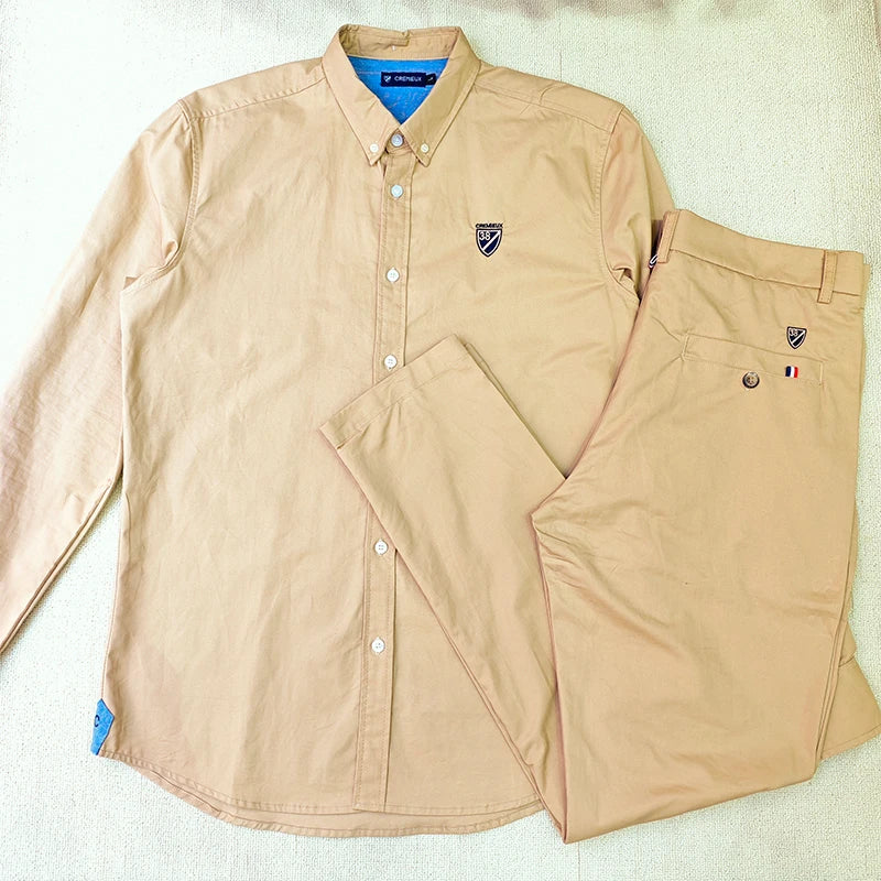 Cremieux Four Season Tracksuit Chemise for Homme  Men Shirt Setting Two PCS Full Pants   Fashion Casual 100%Cotton Del France