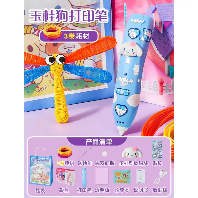 Sanrio  Melody Culomi 3d Three-Dimensional Printing Pen Low-Temperature Brush Toy Peripheral Multi-Functional Painting Pen Gifts