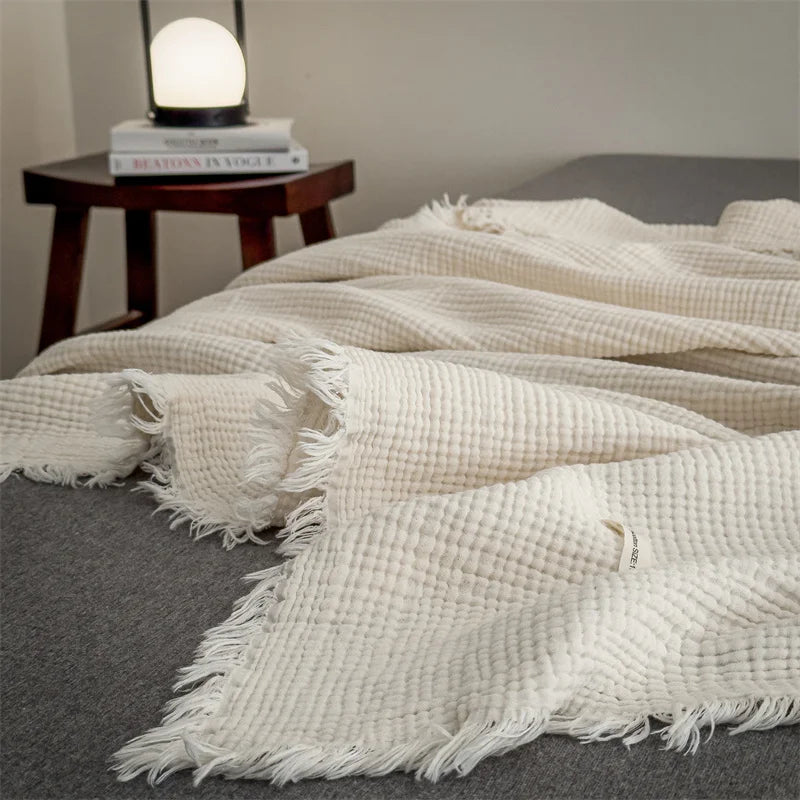 Skin-friendly Blanket Pure Cotton Plaid Home Bed Blankets Breathable Plaid Travel/Car/Office Shawl Air Conditioning Blanket 담요