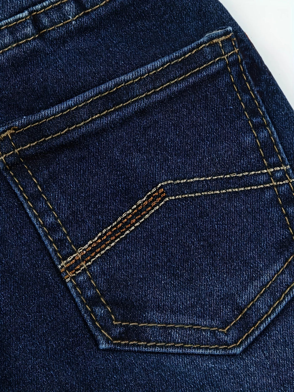 Boys' Slim-Fit Stretch Denim Jeans - Dark Blue Casual Style Pants with Pockets, Perfect for Spring & Fall, Durable Construction