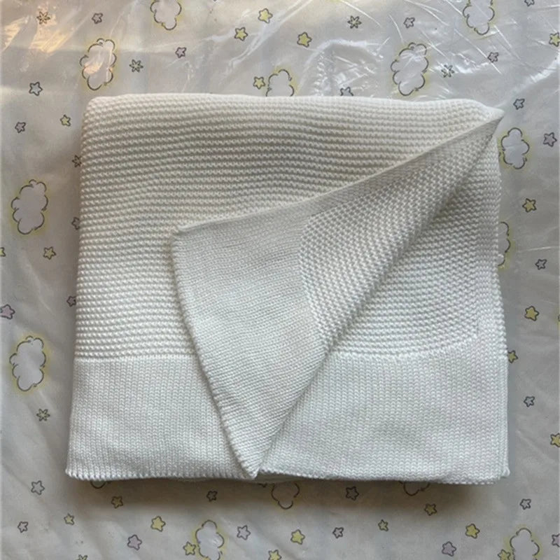 Newborn Baby Blanket Knit Children Bed Quilt Solid Color Soft Pure Cotton Infants Swaddle