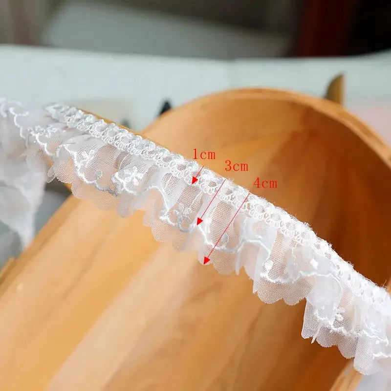 Off White Lace Ribbon Accessories Handmade DIY Extended Clothes Pleated Sewing Decorative Fabric Skirt Hem Fabric Lace Trim 1Yds