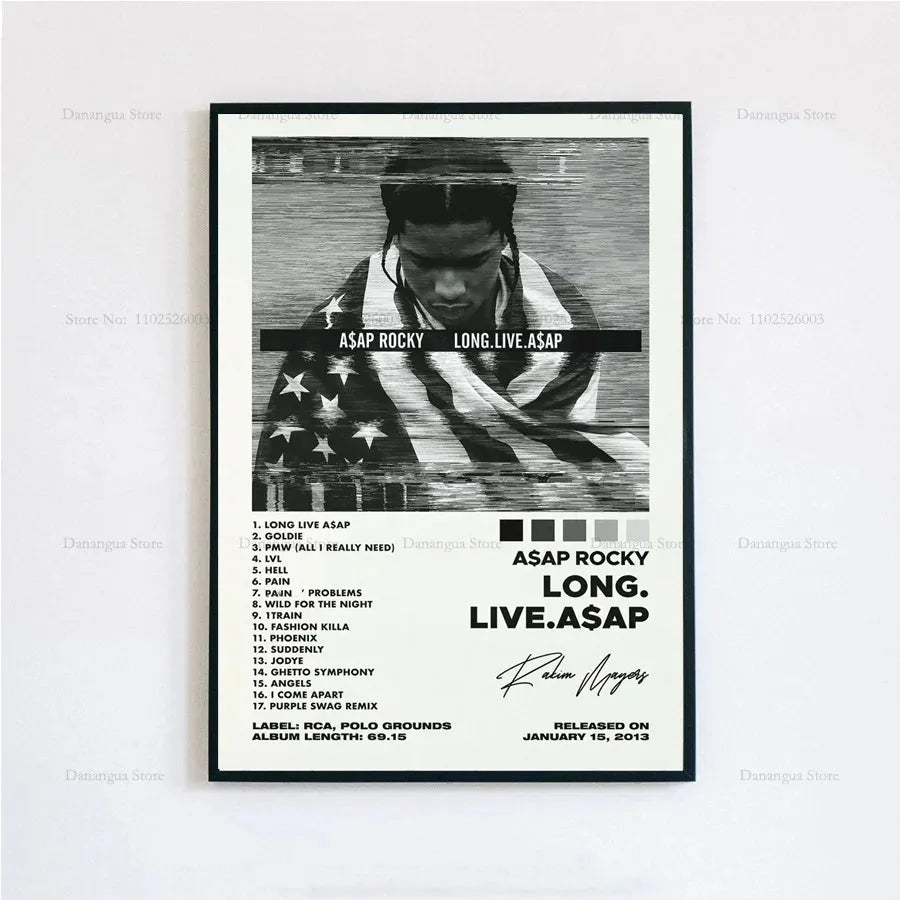 New ASAP Rocky Testing Live Love D.M.B.Tracklist Music Album Cover Poster Prints Wall Art Painting Picture Photo Room Home Decor