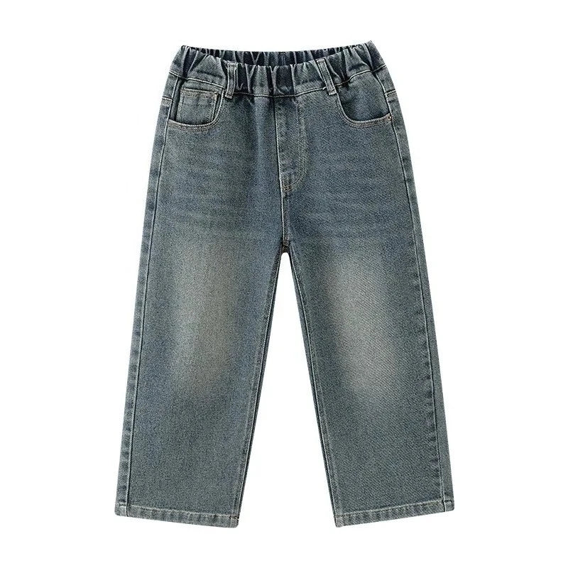 Boys version straight jeans street style 2025 new jeans medium and big children handsome street straight wide-leg 4 -12Y