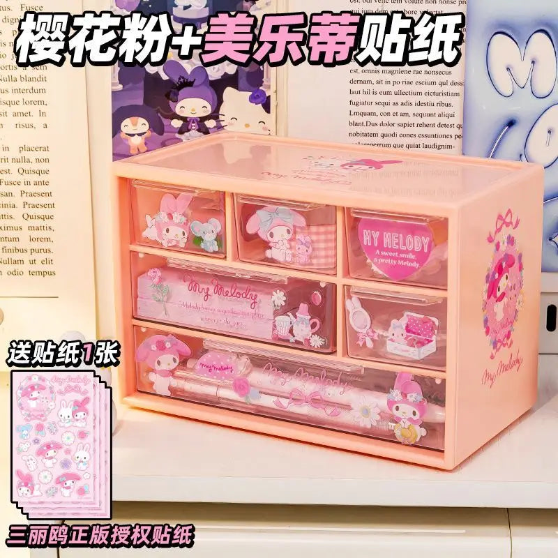 Sanrio Kuromi Cinnamoroll Kuromi sweet and cute student desktop girl storage box compartment drawer storage box peripheral gifts