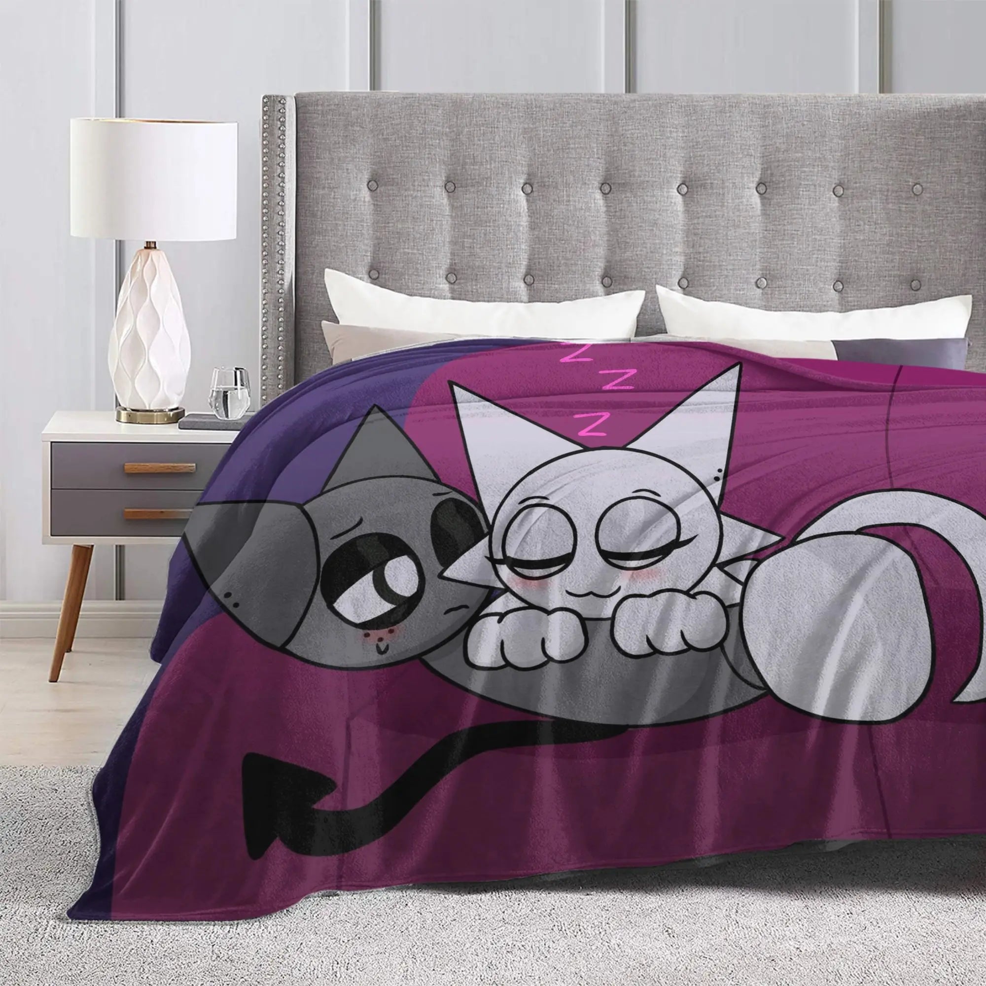 Warm Soft BlanketsChildren Travel Sprunki Gray & Wenda Throw Blanket  Flannel Bedspread For Bedroom Novelty Sofa Bed Cover