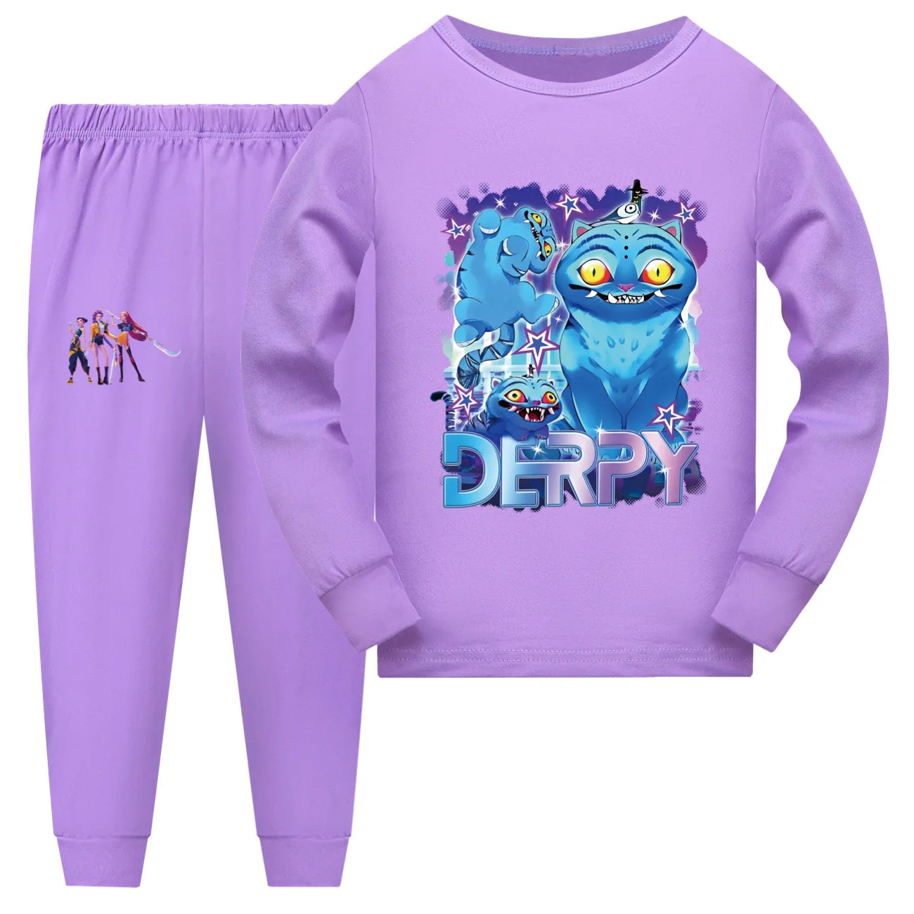 KPop Demon Hunters Huntrix Clothes Kids T-shirt Sweatpants 2pcs Set Baby Girls Long Sleeve Pajama Sets Boys Spring Sleepwear