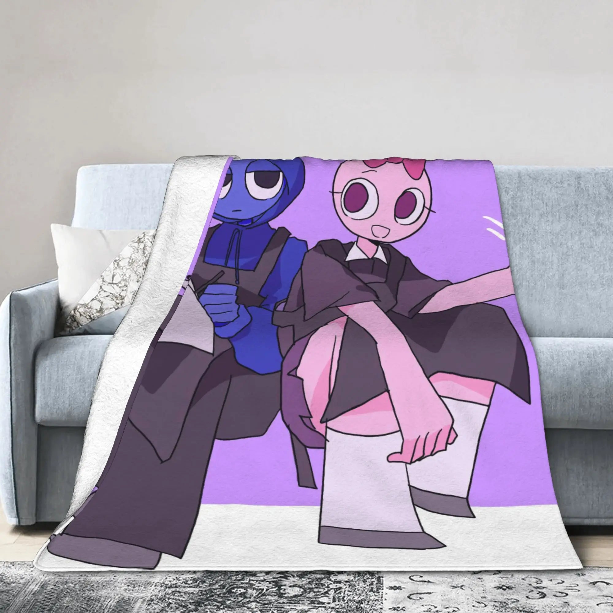 Warm Soft BlanketsChildren Travel Sprunki Gray & Wenda Throw Blanket  Flannel Bedspread For Bedroom Novelty Sofa Bed Cover