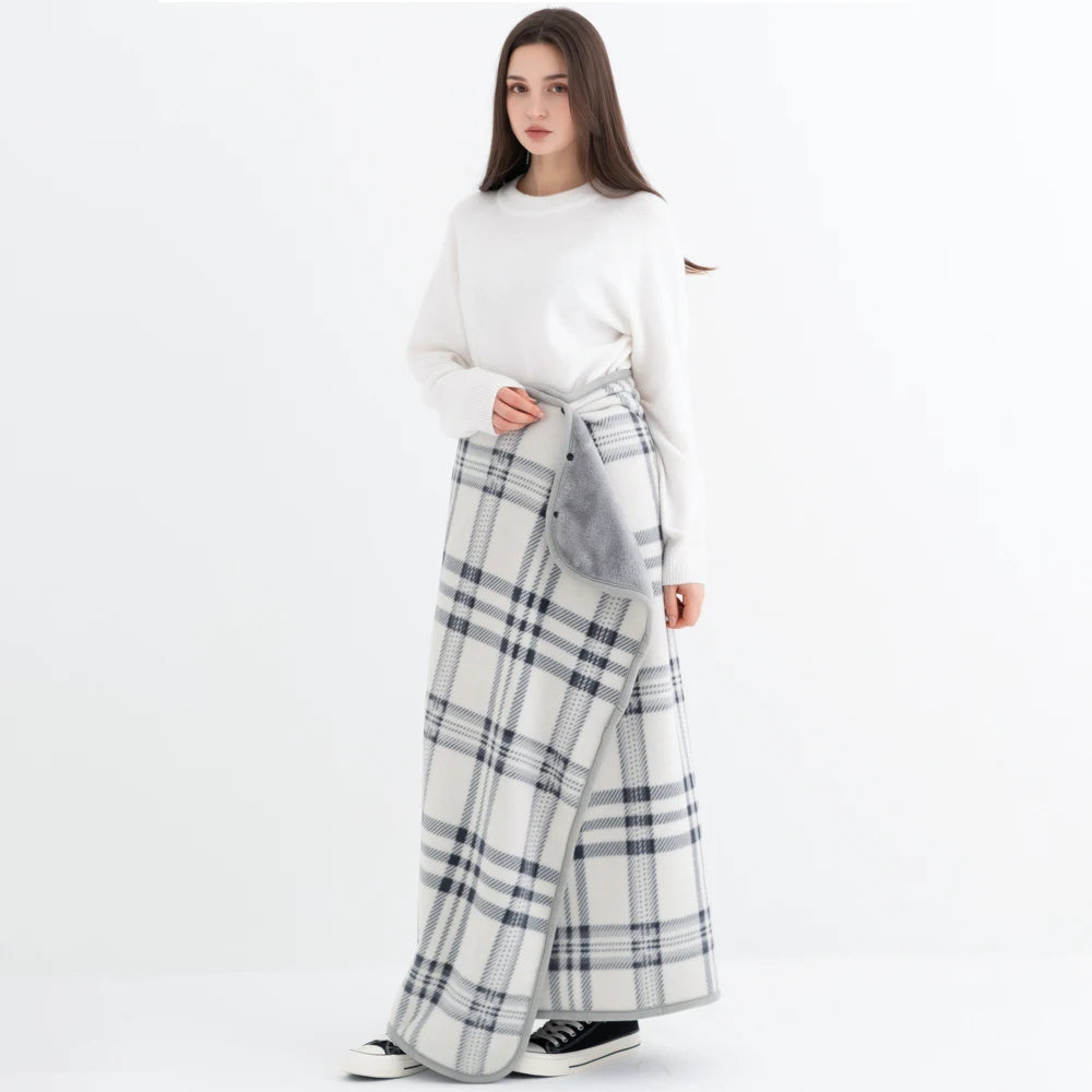 Flannel Wearable Blanket Shawl with Sleeves Comfy Cape Blanket Cover Cloak Sweater Poncho Throw with Buttons for Sofa Vehicle